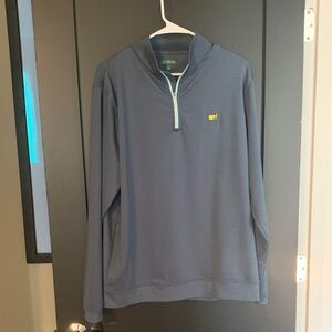 Peter Millar Navy Gray Quarter-Zip with Mint Trim and Masters Augusta Logo